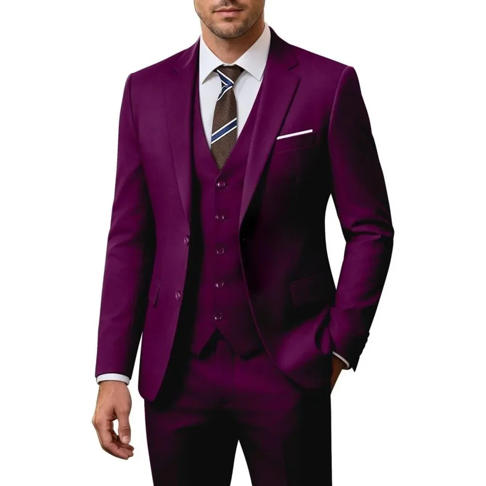 Brand New Zkhoecr Plum 3-Piece Men’s Big & Tall Suit – Size 6XL